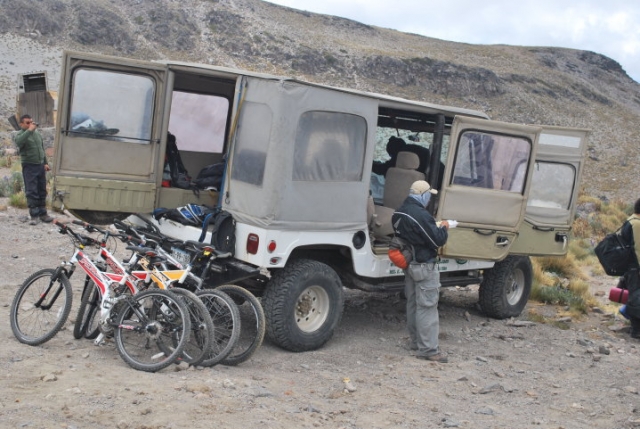  With bikes on our backs 